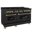 ZLINE Autograph Edition 60 in. 7.4 cu. ft. Dual Fuel Range with Gas Stove and Electric Oven in Black Stainless Steel with Accents (RABZ-60) - MyBBQDirect