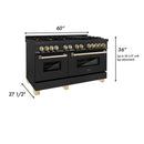 ZLINE Autograph Edition 60 in. 7.4 cu. ft. Dual Fuel Range with Gas Stove and Electric Oven in Black Stainless Steel with Accents (RABZ-60) - MyBBQDirect