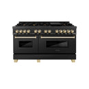 ZLINE Autograph Edition 60 in. 7.4 cu. ft. Dual Fuel Range with Gas Stove and Electric Oven in Black Stainless Steel with Accents (RABZ-60) - MyBBQDirect