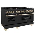 ZLINE Autograph Edition 60 in. 7.4 cu. ft. Dual Fuel Range with Gas Stove and Electric Oven in Black Stainless Steel with Accents (RABZ-60) - MyBBQDirect