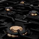 ZLINE Autograph Edition 48 in. Porcelain Rangetop with 7 Gas Burners in Black Stainless Steel and Accents (RTBZ-48)