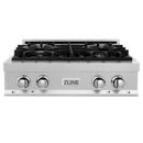 ZLINE 30 in. Porcelain Rangetop in DuraSnow Stainless Steel with 4 Gas Burners (RTS-30) Available with Brass Burners - MyBBQDirect