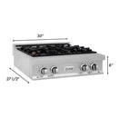 ZLINE 30 in. Porcelain Rangetop in DuraSnow Stainless Steel with 4 Gas Burners (RTS-30) Available with Brass Burners - MyBBQDirect