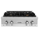 ZLINE 30 in. Porcelain Rangetop in DuraSnow Stainless Steel with 4 Gas Burners (RTS-30) Available with Brass Burners - MyBBQDirect