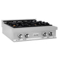 ZLINE 30 in. Porcelain Rangetop in DuraSnow Stainless Steel with 4 Gas Burners (RTS-30) Available with Brass Burners - MyBBQDirect