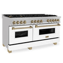 ZLINE Autograph Edition 60 in. 7.4 cu. ft. Dual Fuel Range with Gas Stove and Electric Oven in Fingerprint Resistant Stainless Steel with White Matte Door and Accents (RASZ-WM-60) - MyBBQDirect