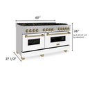 ZLINE Autograph Edition 60 in. 7.4 cu. ft. Dual Fuel Range with Gas Stove and Electric Oven in Fingerprint Resistant Stainless Steel with White Matte Door and Accents (RASZ-WM-60) - MyBBQDirect