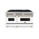 ZLINE Autograph Edition 60 in. 7.4 cu. ft. Dual Fuel Range with Gas Stove and Electric Oven in Fingerprint Resistant Stainless Steel with White Matte Door and Accents (RASZ-WM-60) - MyBBQDirect