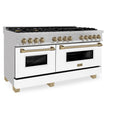 ZLINE Autograph Edition 60 in. 7.4 cu. ft. Dual Fuel Range with Gas Stove and Electric Oven in Fingerprint Resistant Stainless Steel with White Matte Door and Accents (RASZ-WM-60) - MyBBQDirect
