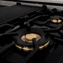 ZLINE 48 in. Porcelain Gas Stovetop in DuraSnow Stainless Steel with 7 Gas Burners and Griddle (RTS-48) Available with Brass Burners - MyBBQDirect