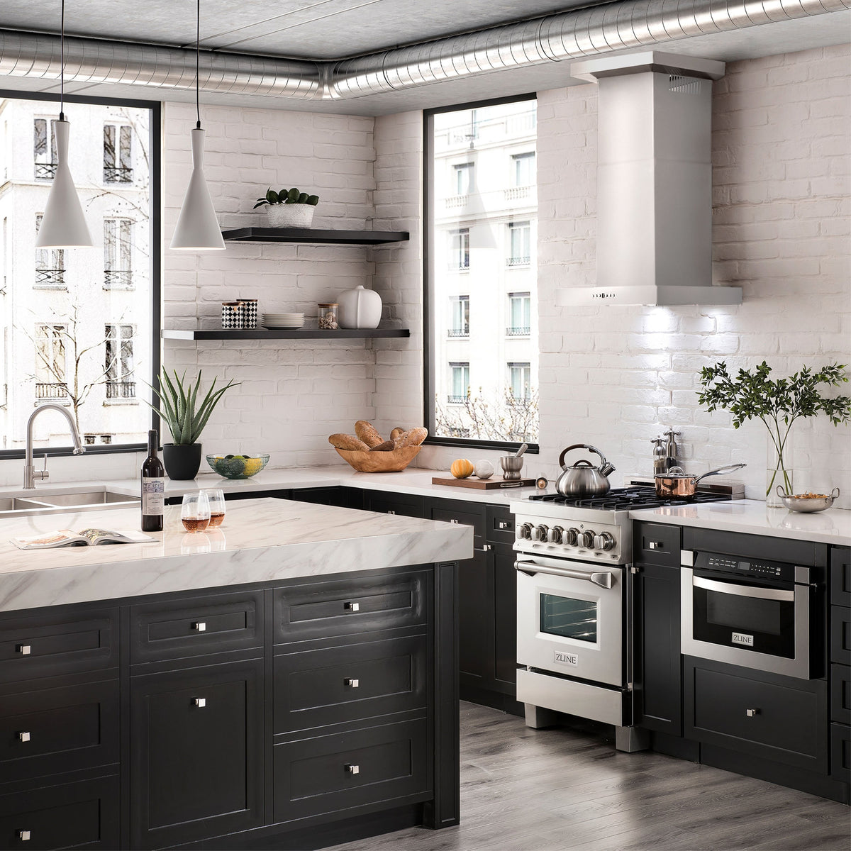 ZLINE Convertible Vent Wall Mount Range Hood in Stainless Steel with Crown Molding (KECRN) - MyBBQDirect