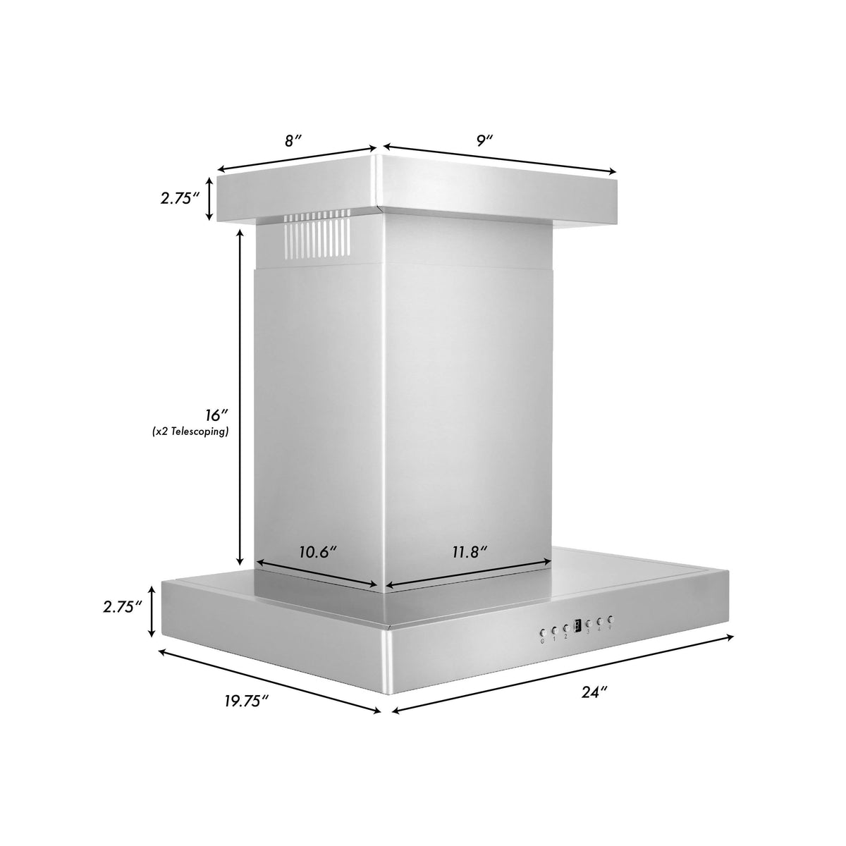ZLINE Convertible Vent Wall Mount Range Hood in Stainless Steel with Crown Molding (KECRN) - MyBBQDirect