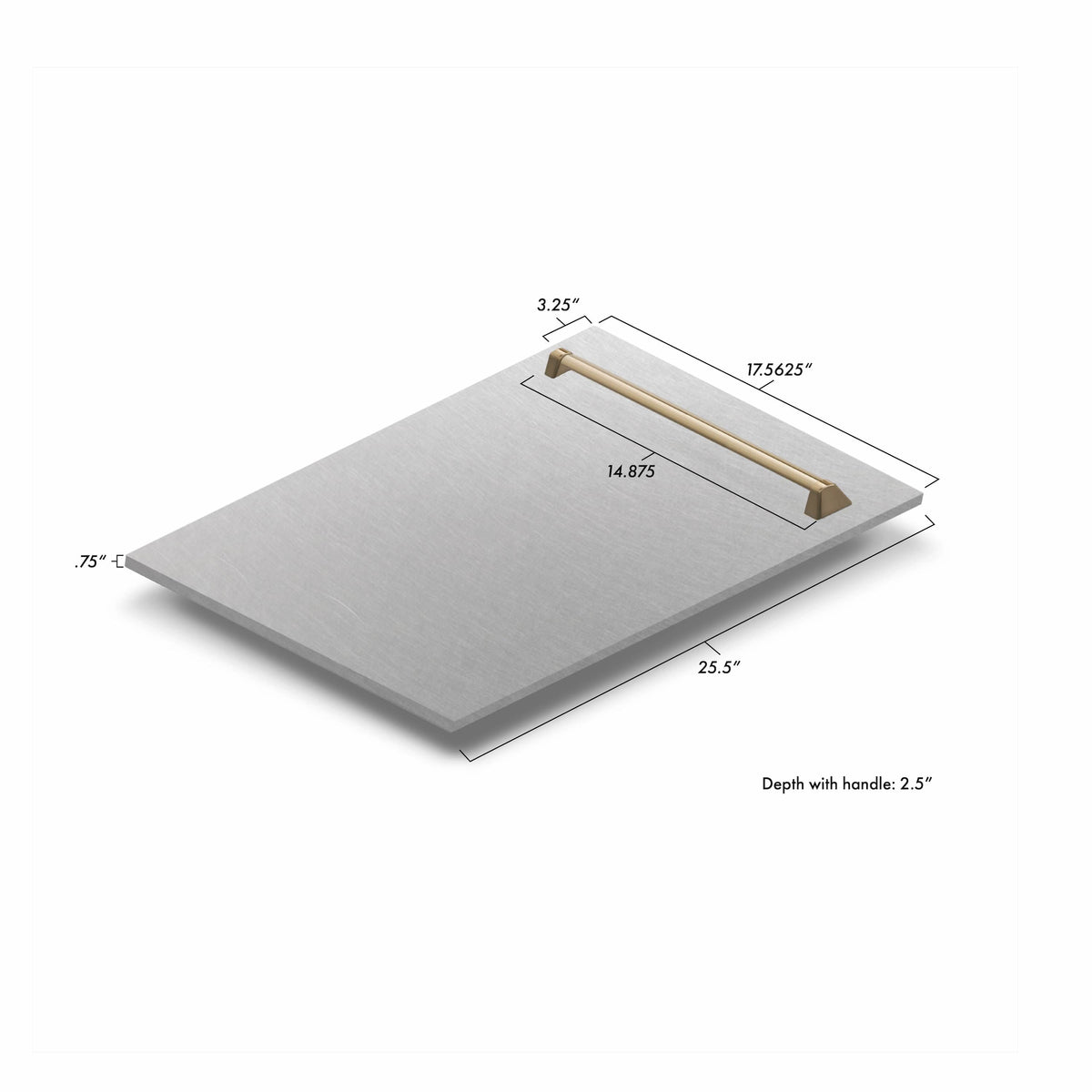 ZLINE 18 in. Autograph Edition Tallac Dishwasher Panel in DuraSnow Stainless Steel with Champagne Bronze Handle (DPVZ-SN-18-CB) - MyBBQDirect
