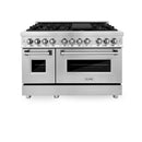 ZLINE 48 in. Kitchen Package with Stainless Steel Dual Fuel Range, Convertible Vent Range Hood and Microwave Drawer (3KP-RARH48-MW) - MyBBQDirect