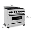 ZLINE 36 in. Autograph Edition Kitchen Package with Stainless Steel Dual Fuel Range, Range Hood and Dishwasher with Matte Black Accents (3AKP-RARHDWM36-MB) - MyBBQDirect