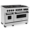 ZLINE 48 in. Autograph Edition Kitchen Package with Stainless Steel Dual Fuel Range and Range Hood with Matte Black Accents (2AKP-RARH48-MB) - MyBBQDirect