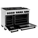 ZLINE 48 in. Autograph Edition Kitchen Package with Stainless Steel Dual Fuel Range and Range Hood with Matte Black Accents (2AKP-RARH48-MB) - MyBBQDirect