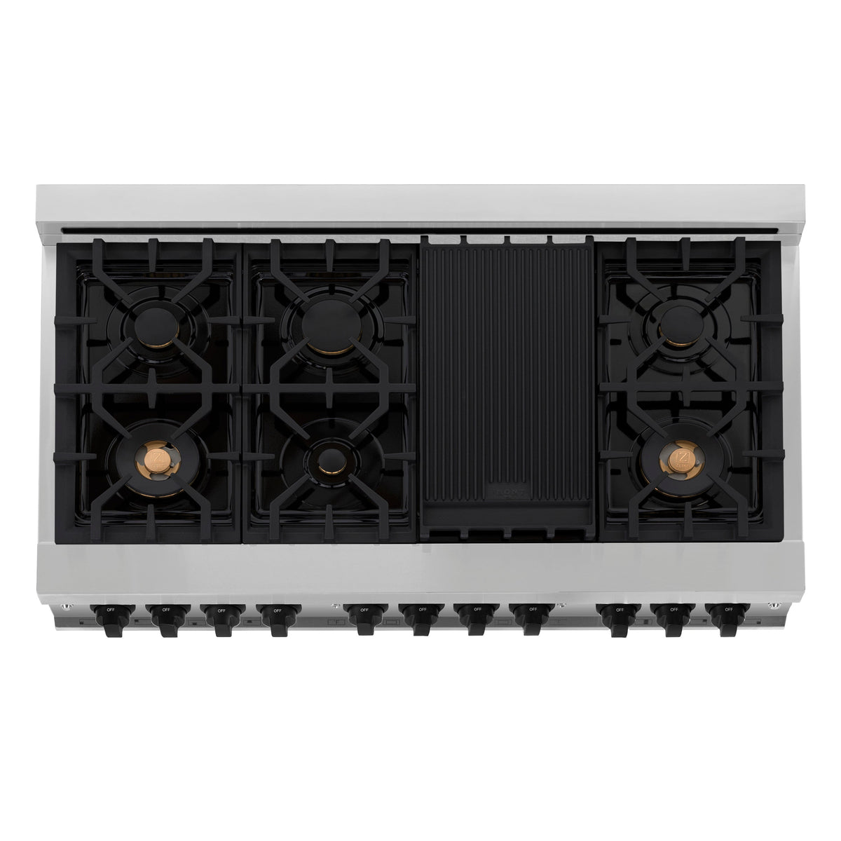 ZLINE 48 in. Autograph Edition Kitchen Package with Stainless Steel Dual Fuel Range and Range Hood with Matte Black Accents (2AKP-RARH48-MB) - MyBBQDirect