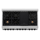 ZLINE 48 in. Autograph Edition Kitchen Package with Stainless Steel Dual Fuel Range and Range Hood with Matte Black Accents (2AKP-RARH48-MB) - MyBBQDirect