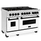 ZLINE 48 in. Autograph Edition Kitchen Package with Stainless Steel Dual Fuel Range with White Matte Door and Range Hood with Matte Black Accents (2AKP-RAWMRH48-MB) - MyBBQDirect