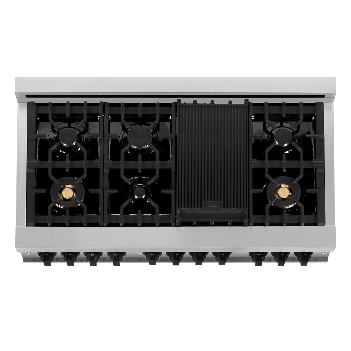 ZLINE 48 in. Autograph Edition Kitchen Package with Stainless Steel Dual Fuel Range with White Matte Door and Range Hood with Matte Black Accents (2AKP-RAWMRH48-MB) - MyBBQDirect