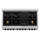 ZLINE 48 in. Autograph Edition Kitchen Package with Stainless Steel Dual Fuel Range with White Matte Door and Range Hood with Matte Black Accents (2AKP-RAWMRH48-MB) - MyBBQDirect