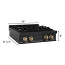 ZLINE Autograph Edition 30 in. Porcelain Rangetop with 4 Gas Burners in Black Stainless Steel and Accents (RTBZ-30)