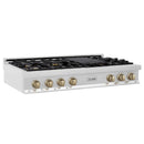 ZLINE Autograph Edition 48 in. Porcelain Rangetop with 7 Gas Burners in Stainless Steel with Accents (RTZ-48)