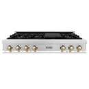 ZLINE Autograph Edition 48 in. Porcelain Rangetop with 7 Gas Burners in Stainless Steel with Accents (RTZ-48)