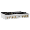 ZLINE Autograph Edition 48 in. Porcelain Rangetop with 7 Gas Burners in Stainless Steel with Accents (RTZ-48)