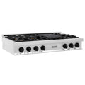 ZLINE Autograph Edition 48 in. Porcelain Rangetop with 7 Gas Burners in Stainless Steel with Accents (RTZ-48)