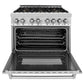 ZLINE 36 in. 4.6 cu. ft. Electric Oven and Gas Cooktop Dual Fuel Range with Griddle and Brass Burners in Stainless Steel (RA-BR-GR-36) - MyBBQDirect