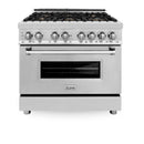 ZLINE 36 in. 4.6 cu. ft. Electric Oven and Gas Cooktop Dual Fuel Range with Griddle and Brass Burners in Stainless Steel (RA-BR-GR-36) - MyBBQDirect