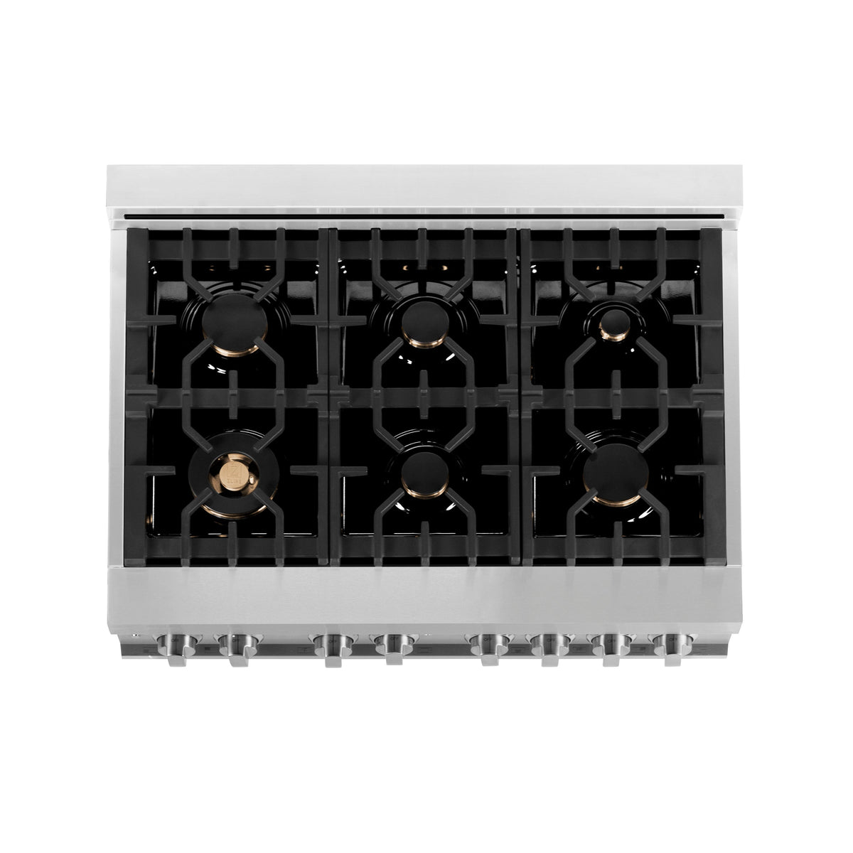 ZLINE 36 in. 4.6 cu. ft. Electric Oven and Gas Cooktop Dual Fuel Range with Griddle and Brass Burners in Stainless Steel (RA-BR-GR-36) - MyBBQDirect