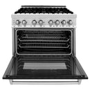 ZLINE 36 in. Kitchen Package with Stainless Steel Dual Fuel Range with Black Matte Door and Convertible Vent Range Hood (2KP-RABLMRH36) - MyBBQDirect