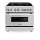 ZLINE 36 in. Kitchen Package with Stainless Steel Dual Fuel Range and Convertible Vent Range Hood (2KP-RARH36) - MyBBQDirect