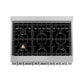 ZLINE 36 in. Professional Dual Fuel Range in Fingerprint Resistant Stainless Steel with Brass Burners and Reversible Griddle (RAS-SN-BR-GR-36) - MyBBQDirect