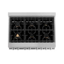 ZLINE 36 in. Professional Dual Fuel Range in Fingerprint Resistant Stainless Steel with Brass Burners and Reversible Griddle (RAS-SN-BR-GR-36) - MyBBQDirect