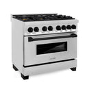 ZLINE 36 in. Autograph Edition Kitchen Package with Stainless Steel Dual Fuel Range, Range Hood and Dishwasher with Matte Black Accents (3AKP-RARHDWM36-MB) - MyBBQDirect