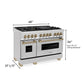 ZLINE 48 in. Autograph Edition Kitchen Package with Stainless Steel Dual Fuel Range and Range Hood with Champagne Bronze Accents (2AKP-RARH48-CB) - MyBBQDirect
