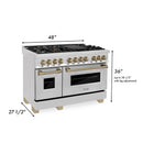 ZLINE 48 in. Autograph Edition Kitchen Package with Stainless Steel Dual Fuel Range and Range Hood with Champagne Bronze Accents (2AKP-RARH48-CB) - MyBBQDirect