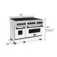 ZLINE 48 in. Autograph Edition Kitchen Package with Stainless Steel Dual Fuel Range with White Matte Door and Range Hood with Matte Black Accents (2AKP-RAWMRH48-MB) - MyBBQDirect