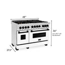 ZLINE 48 in. Autograph Edition Kitchen Package with Stainless Steel Dual Fuel Range with White Matte Door and Range Hood with Matte Black Accents (2AKP-RAWMRH48-MB) - MyBBQDirect