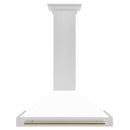 ZLINE 36 in. Autograph Edition Range Hood in Fingerprint Resistant Stainless Steel with White Matte Shell and Accented Handle (KB4SNZ-WM36)