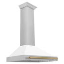 ZLINE 36 in. Autograph Edition Range Hood in Fingerprint Resistant Stainless Steel with White Matte Shell and Accented Handle (KB4SNZ-WM36)