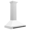 ZLINE 36 in. Autograph Edition Range Hood in Fingerprint Resistant Stainless Steel with White Matte Shell and Accented Handle (KB4SNZ-WM36)
