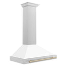 ZLINE 36 in. Autograph Edition Range Hood in Fingerprint Resistant Stainless Steel with White Matte Shell and Accented Handle (KB4SNZ-WM36)