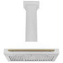 ZLINE 36 in. Autograph Edition Range Hood in Fingerprint Resistant Stainless Steel with White Matte Shell and Accented Handle (KB4SNZ-WM36)