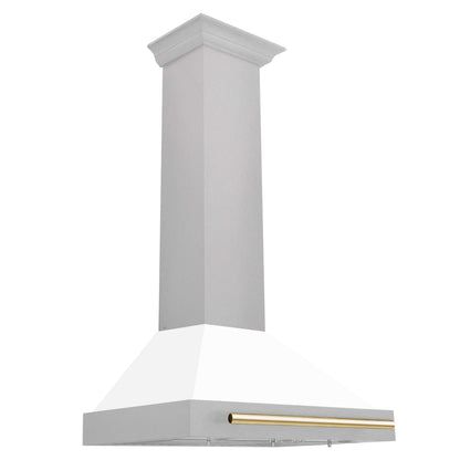 ZLINE 30 in. Autograph Edition Fingerprint Resistant Stainless Steel Range Hood with White Matte Shell and Accented Handle (KB4SNZ-WM30)