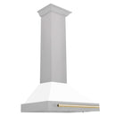 ZLINE 30 in. Autograph Edition Fingerprint Resistant Stainless Steel Range Hood with White Matte Shell and Accented Handle (KB4SNZ-WM30)